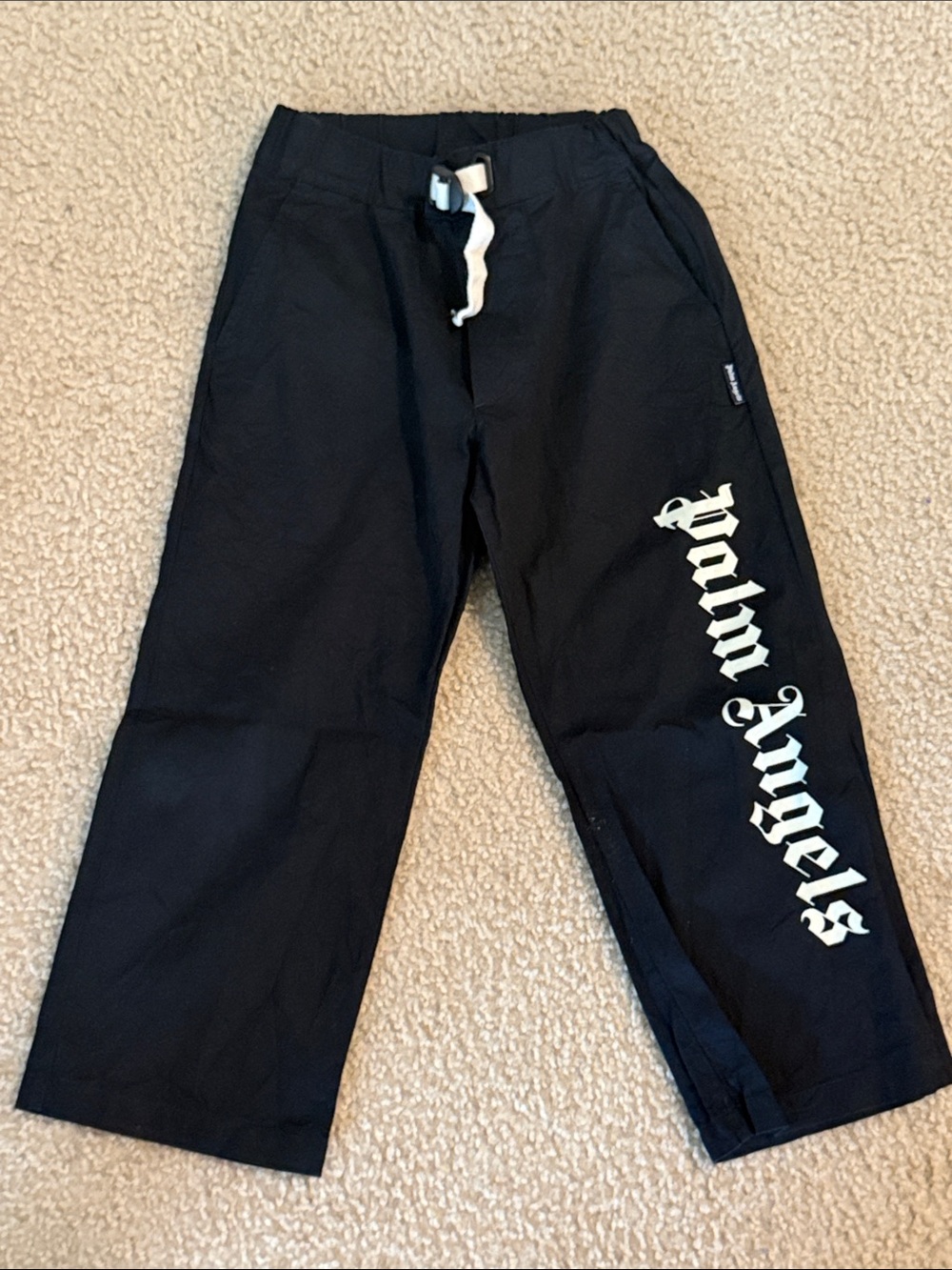 Palm Angels Kids Black Sweatpants with White Side Logo